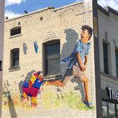 Mural - Colorful Piñatas Chasing a Little Boy